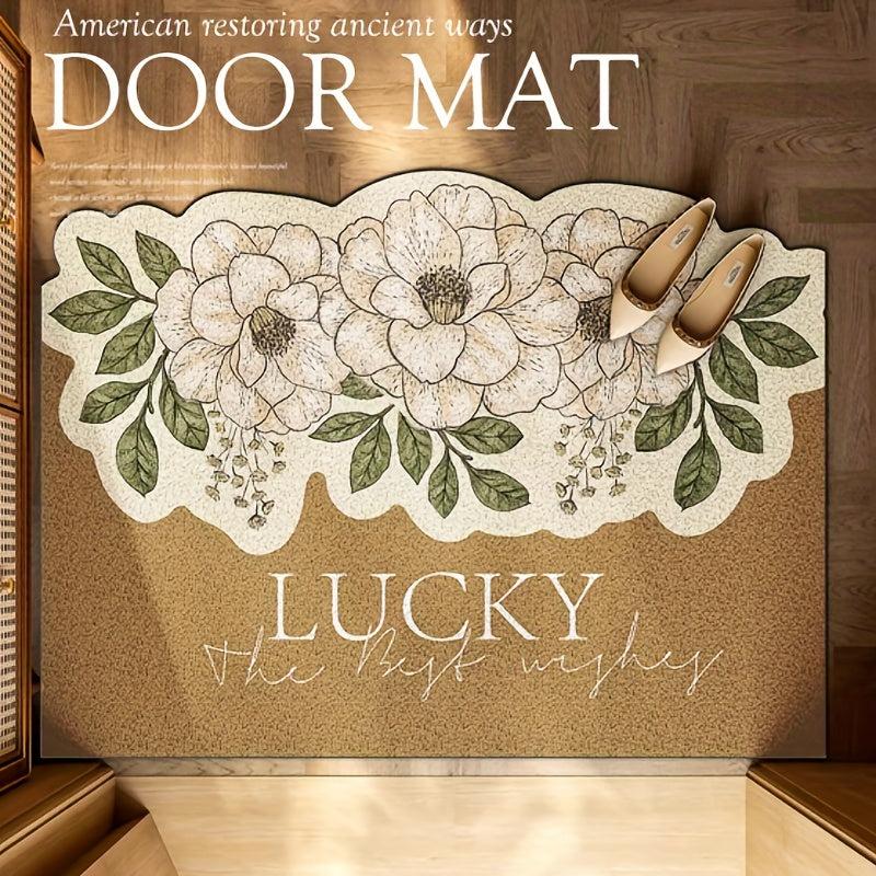 1pc Floral Indoor Door Mat Irregular Entrance Mat Outdoor Mat