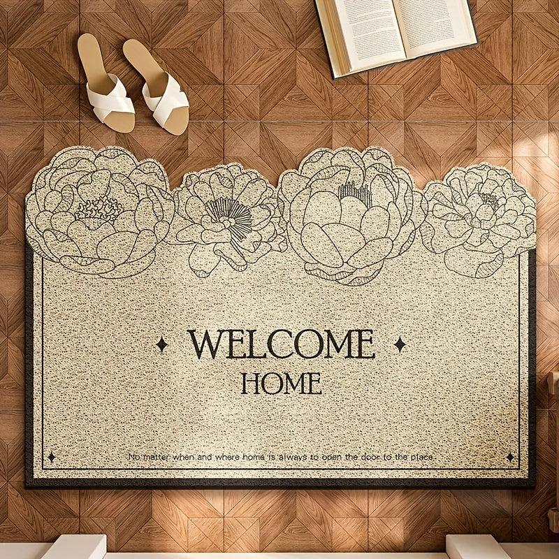 1pc Floral Indoor Door Mat Irregular Entrance Mat Outdoor Mat