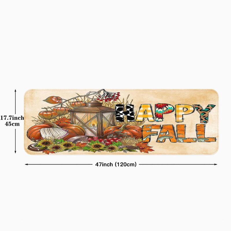 HAPPY FALL Pumpkin Kitchen Rug Waterproof Runner Rug Floor Mat
