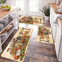 HAPPY FALL Pumpkin Kitchen Rug Waterproof Runner Rug Floor Mat
