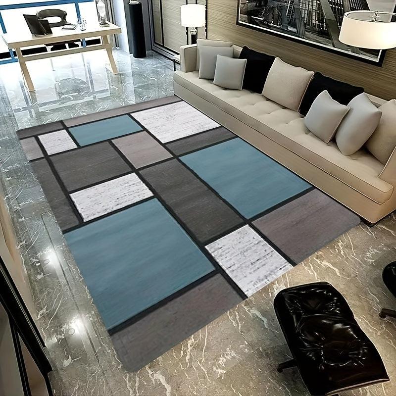 Geometric Pattern Patchwork Printed Floor Mats Soft Machine Washable