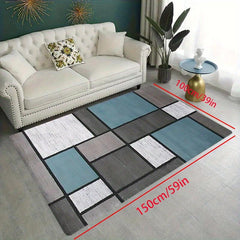Geometric Pattern Patchwork Printed Floor Mats Soft Machine Washable