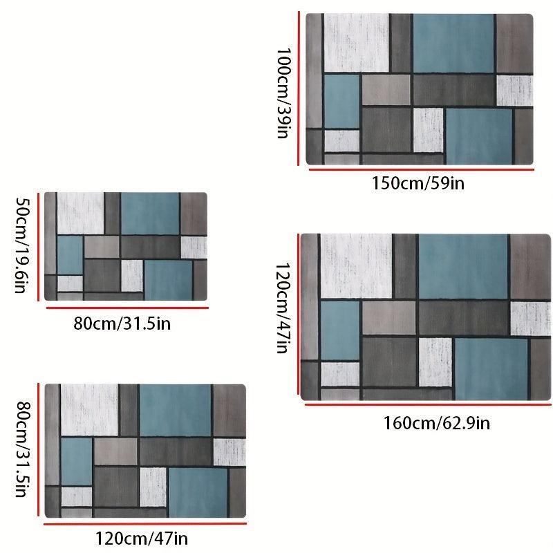 Geometric Pattern Patchwork Printed Floor Mats Soft Machine Washable