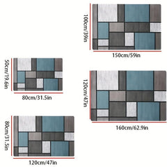 Geometric Pattern Patchwork Printed Floor Mats Soft Machine Washable