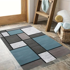 Geometric Pattern Patchwork Printed Floor Mats Soft Machine Washable