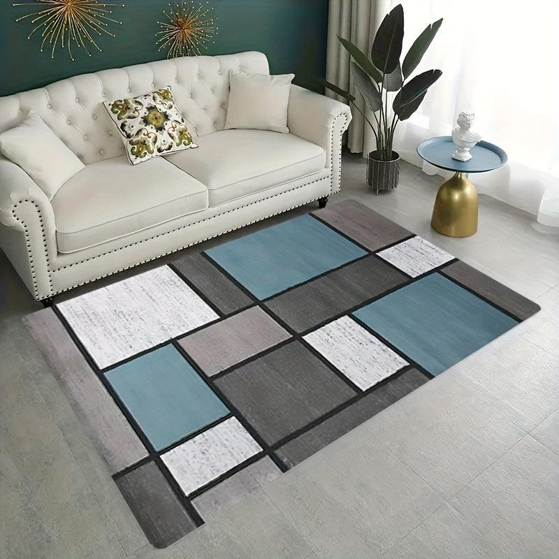 Geometric Pattern Patchwork Printed Floor Mats Soft Machine Washable