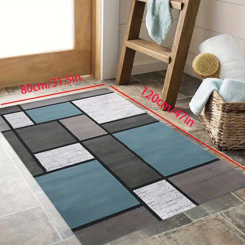 Geometric Pattern Patchwork Printed Floor Mats Soft Machine Washable
