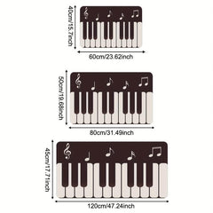 Grey Piano Keys Kitchen Mat Non Slip Washable Area Rug 15.7x23.6in