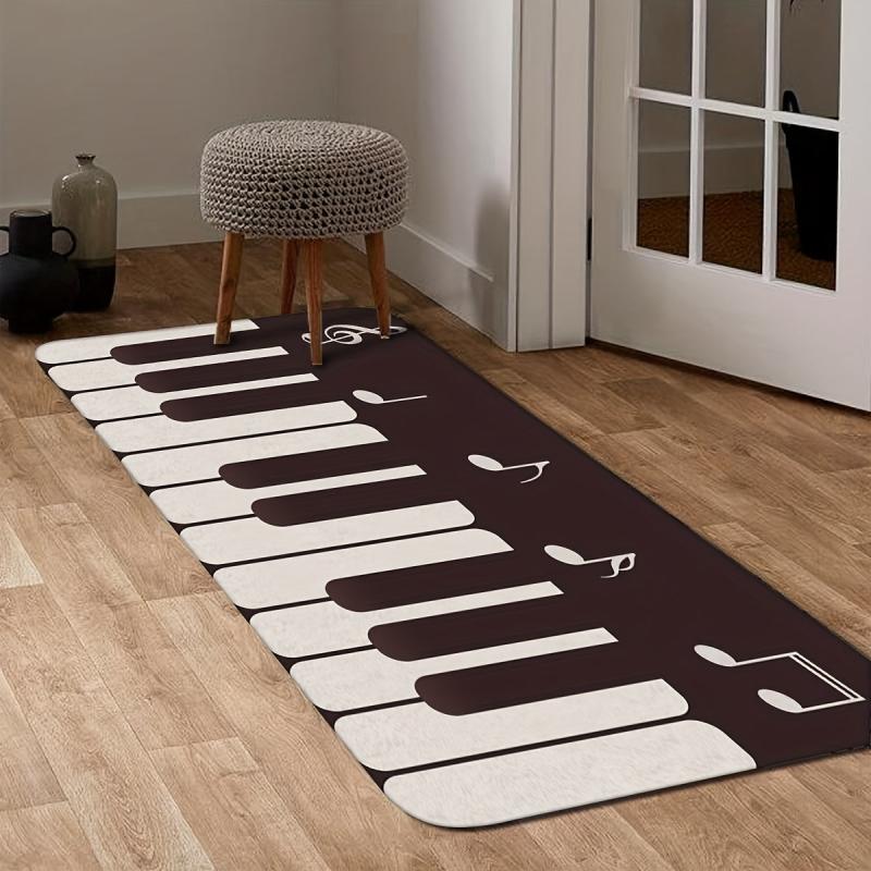 Grey Piano Keys Kitchen Mat Non Slip Washable Area Rug 15.7x23.6in