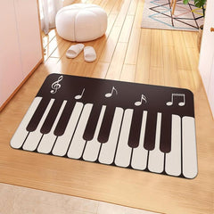 Grey Piano Keys Kitchen Mat Non Slip Washable Area Rug 15.7x23.6in