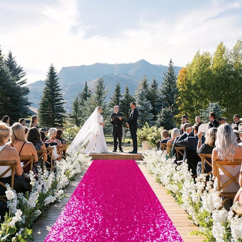 Hot Pink Sequin Aisle Runner 2FTx15FT for Weddings