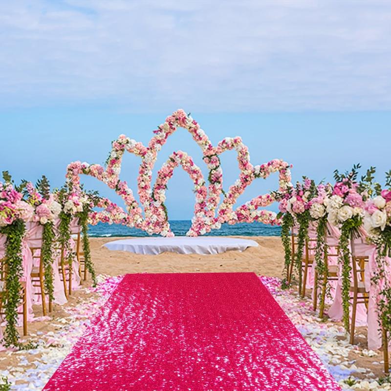 Hot Pink Sequin Aisle Runner 2FTx15FT for Weddings