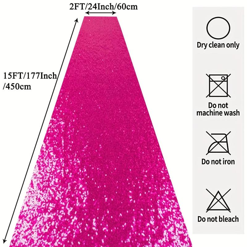 Hot Pink Sequin Aisle Runner 2FTx15FT for Weddings