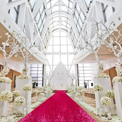 Hot Pink Sequin Aisle Runner 2FTx15FT for Weddings
