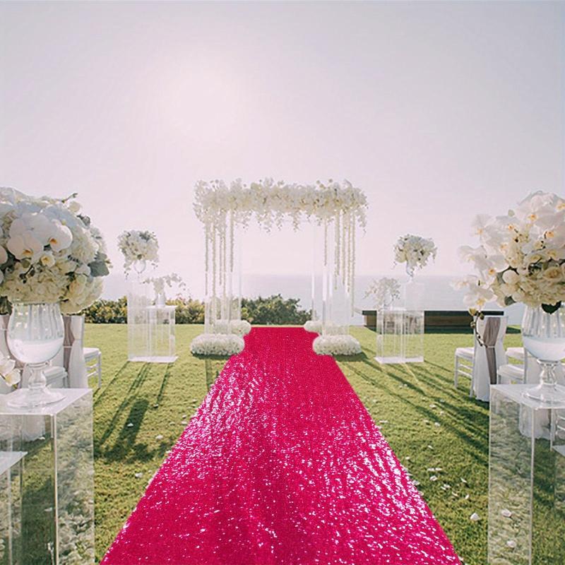 Hot Pink Sequin Aisle Runner 2FTx15FT for Weddings