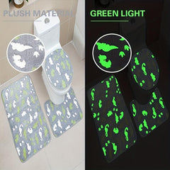 3pcs Luminous Floor Mat Sponge Bath Mat Set Non Slip Durable Bathroom Rug