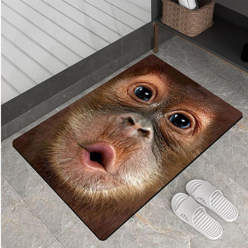 Funny Monkey Baboon Kitchen Rug Soft Floor Mat Non-slip Living Room Decor