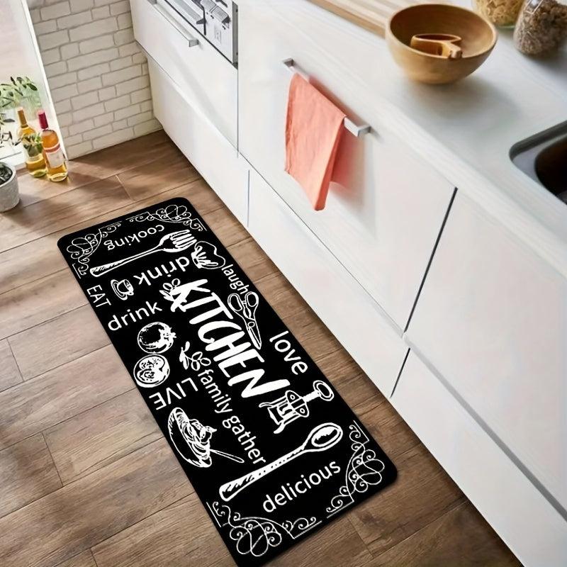 Vintage Anti-fatigue Kitchen Mat Non-slip Polyester Carpet Absorbent Bath Mat