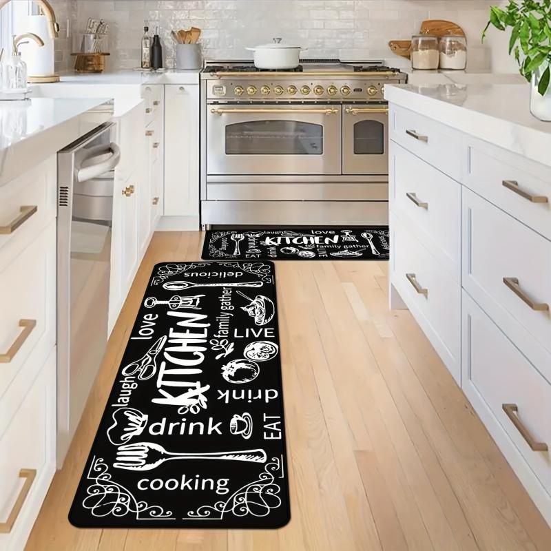 Vintage Anti-fatigue Kitchen Mat Non-slip Polyester Carpet Absorbent Bath Mat