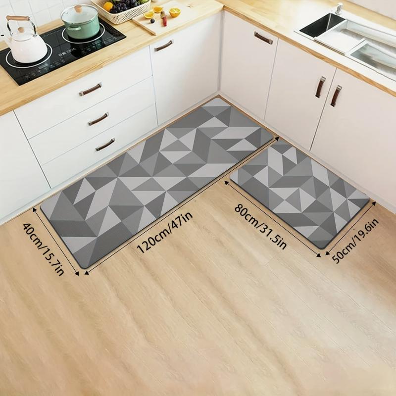 Geometric Print Kitchen Mat Anti Slip Polyester Carpet