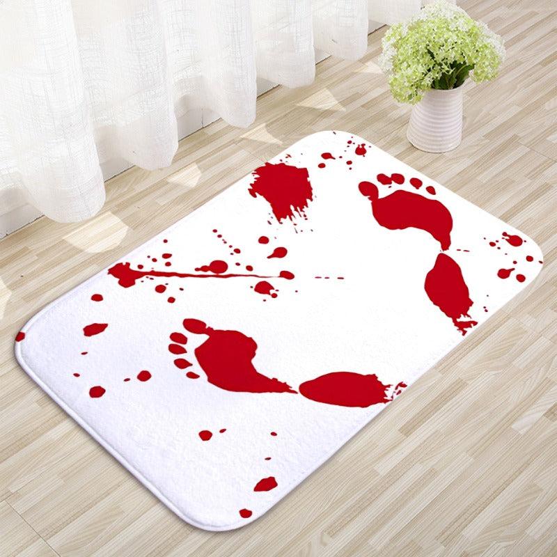 Bloody Footprint Floor Mat Horror Bath Rug Machine Washable Bath Mat