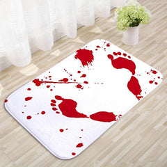 Bloody Footprint Floor Mat Horror Bath Rug Machine Washable Bath Mat