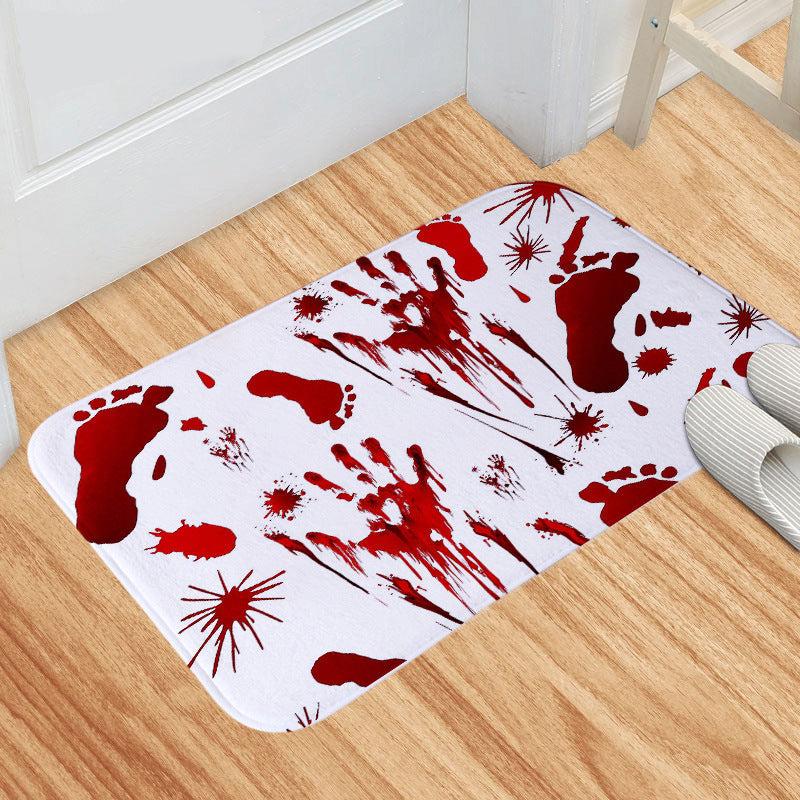 Bloody Footprint Floor Mat Horror Bath Rug Machine Washable Bath Mat