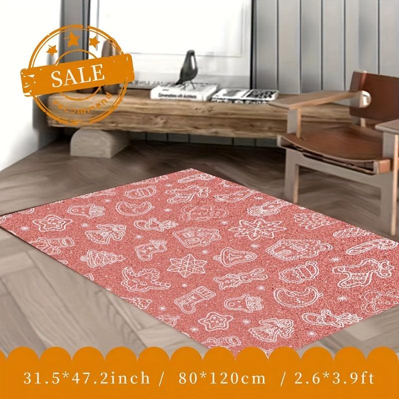 Vintage Red Christmas Runner Rug Washable Medallion Carpet