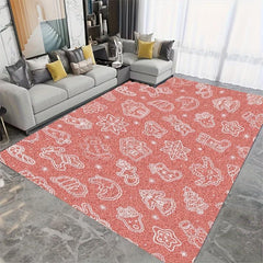 Vintage Red Christmas Runner Rug Washable Medallion Carpet