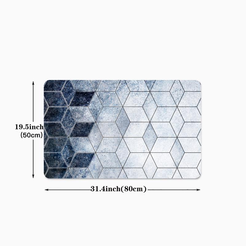Gradient Plaid Kitchen Floor Mat Anti Slip Polyester Carpet Absorbent Bath Mat