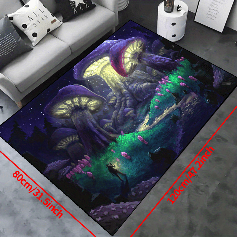 Mushroom Wonderland Area Rug Non-Slip Washable Carpet for Living Room