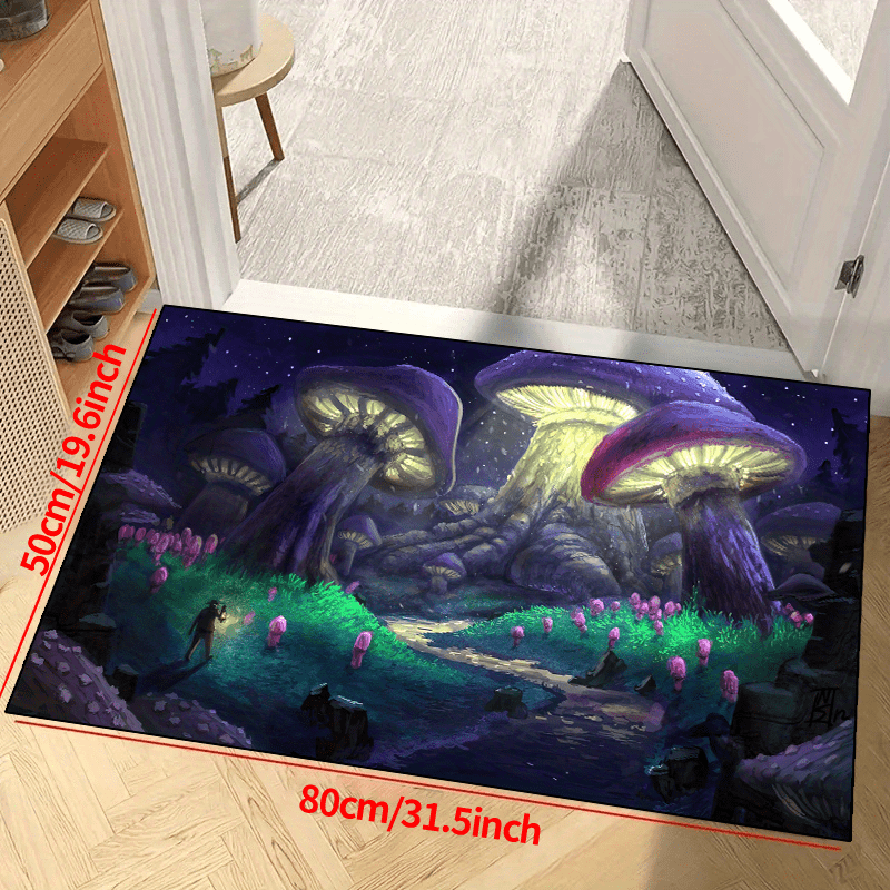 Mushroom Wonderland Area Rug Non-Slip Washable Carpet for Living Room