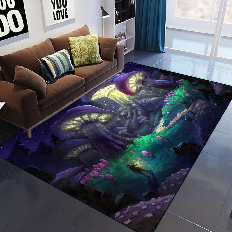 Mushroom Wonderland Area Rug Non-Slip Washable Carpet for Living Room