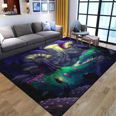 Mushroom Wonderland Area Rug Non-Slip Washable Carpet for Living Room