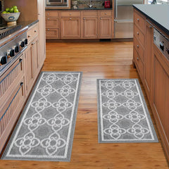 2pcs Absorbent Nylon Fabric Bathroom Rugs with Anti-slip Backing