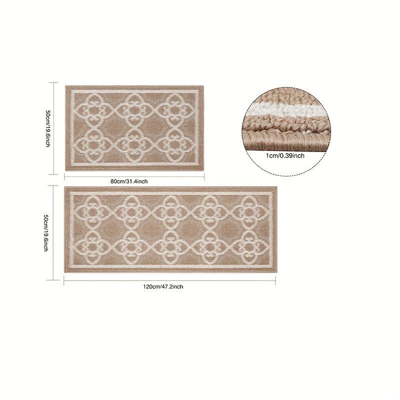 2pcs Absorbent Nylon Fabric Bathroom Rugs with Anti-slip Backing
