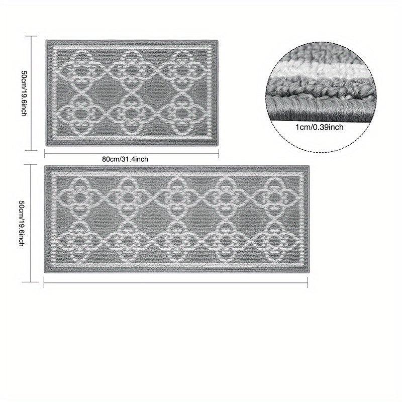 2pcs Absorbent Nylon Fabric Bathroom Rugs with Anti-slip Backing