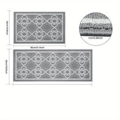 2pcs Absorbent Nylon Fabric Bathroom Rugs with Anti-slip Backing