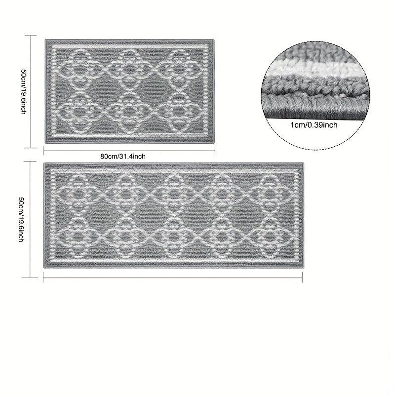 2pcs Absorbent Nylon Fabric Bathroom Rugs with Anti-slip Backing