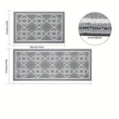 2pcs Absorbent Nylon Fabric Bathroom Rugs with Anti-slip Backing