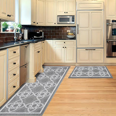 2pcs Absorbent Nylon Fabric Bathroom Rugs with Anti-slip Backing