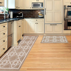 2pcs Absorbent Nylon Fabric Bathroom Rugs with Anti-slip Backing