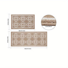 2pcs Absorbent Nylon Fabric Bathroom Rugs with Anti-slip Backing