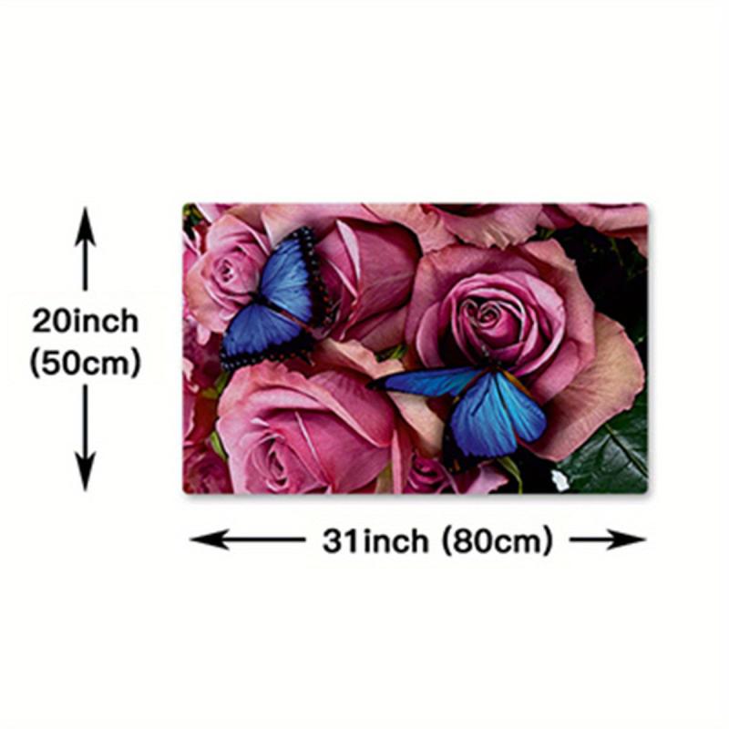 Natural Style Flower Floor Mat for Kitchen Door Living Room Bedroom Low