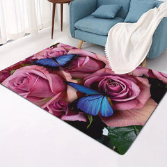 Natural Style Flower Floor Mat for Kitchen Door Living Room Bedroom Low