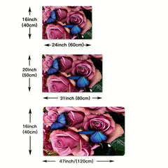 Natural Style Flower Floor Mat for Kitchen Door Living Room Bedroom Low