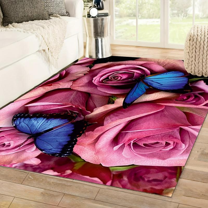 Natural Style Flower Floor Mat for Kitchen Door Living Room Bedroom Low