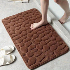 Absorbent Cobblestone Bathroom Rugs Non Slip Machine Washable Bath Rugs