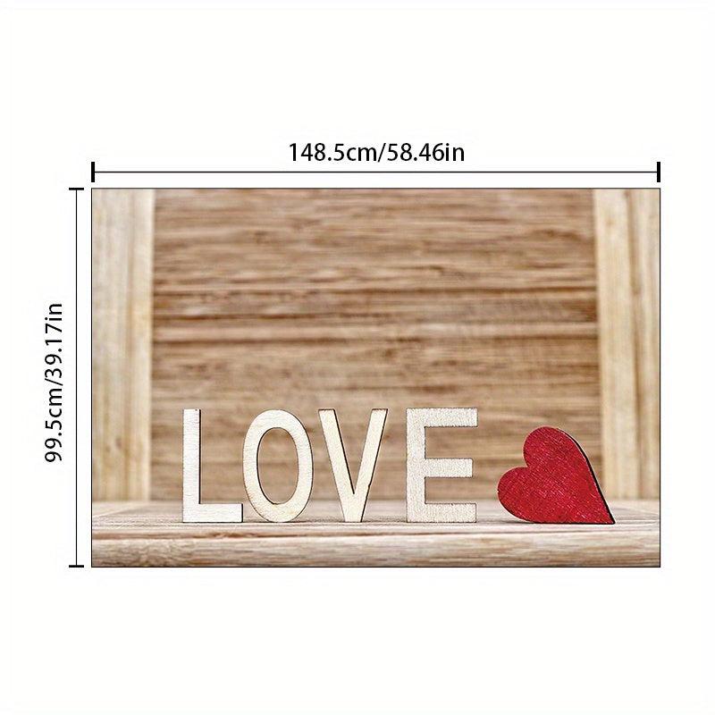Wooden Board Warm Love Printed Floor Mat