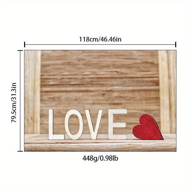 Wooden Board Warm Love Printed Floor Mat